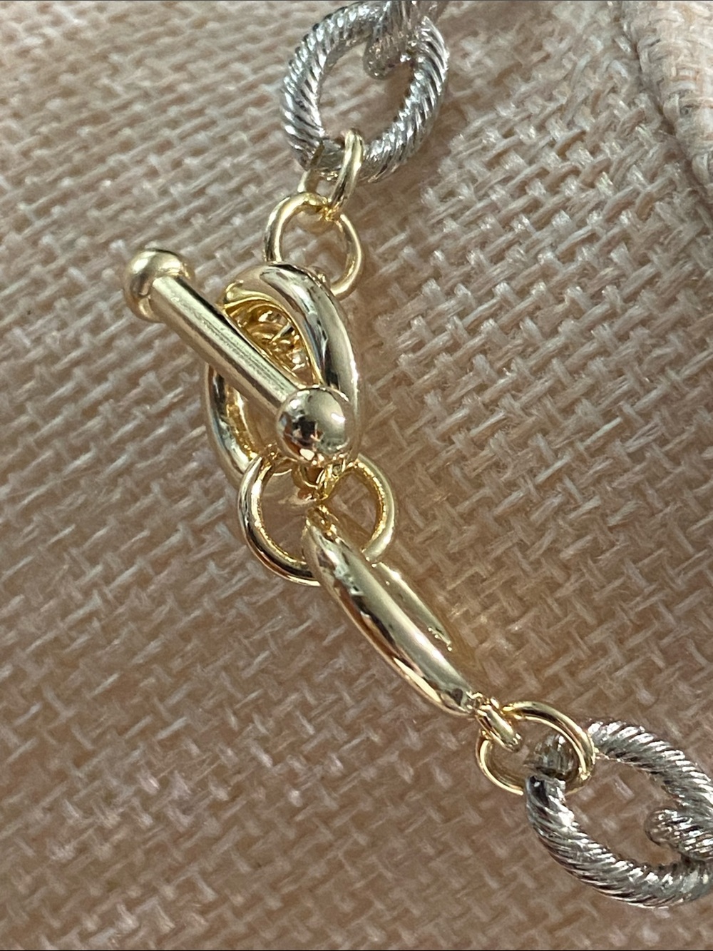 Stainless Steel Two-Tone Gold and Silver Pavé Link Bracelet - Picture 5 of 6